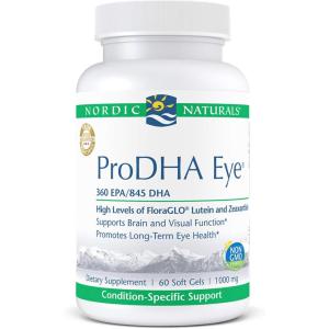 Nordic Naturals ProDHA Eye – Fish Oil, 360 mg EPA, 845 mg DHA, 20 mg FloraGLO Lutein, 4 mg Zeaxanthin, Support for Neurological Function and Long-Term Eye Health*, 60 Soft Gels
