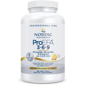 Nordic Naturals ProEFA 3-6-9, Lemon Flavor – 180 Soft Gels – 565 mg Omega-3 – EPA & DHA with Added GLA – Healthy Skin, Cognition, & Positive Mood – Non-GMO – 90 Servings(180 Count (Pack of 1))
