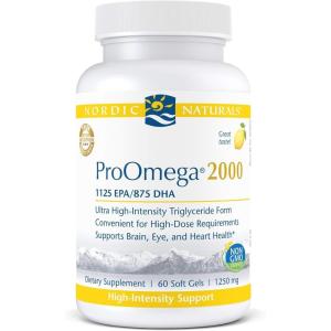 Nordic Naturals ProOmega 2000, Lemon Flavor – 120 Soft Gels – 2150 mg Omega-3 – Ultra High-Potency Fish Oil – EPA & DHA – Promotes Brain, Eye, Heart, & Immune Health – Non-GMO – 60 Servings(Lemon)