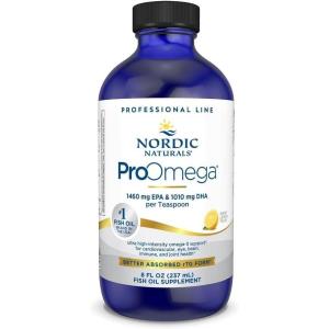 Nordic Naturals ProOmega Liquid, Lemon Flavor – 8 oz – 2840 mg Omega-3 – High Potency Fish Oil with EPA & DHA – Promotes Brain, Eye, Heart, & Immune Health – Non-GMO – 48 Servings
