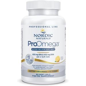 Nordic Naturals ProOmega in Fish Gelatin, Lemon Flavor – 60 Soft Gels – 1280 mg Omega-3 – High Potency Fish Oil – EPA & DHA – Promotes Brain, Eye, Heart, & Immune Health – Non-GMO – 30 Servings
