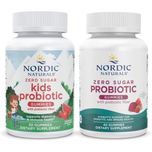 Nordic Naturals Vegan Probiotic Gummies Bundle – Zero Sugar Kids Probiotic Gummies – Strawberry Watermelon Flavor – 30 Gummies, Zero Sugar Probiotic Gummies – Strawberry Watermelon Flavor – 40 Gummies