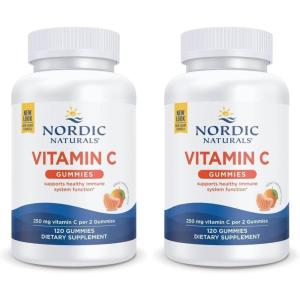Nordic Naturals Vitamin C Gummies, Tart Tangerine – 120 Gummies – 250 mg Vitamin C – Immune Support, Antioxidant Protection, Child Growth & Development – Non-GMO, Vegan – 60 Servings (Pack of 2)