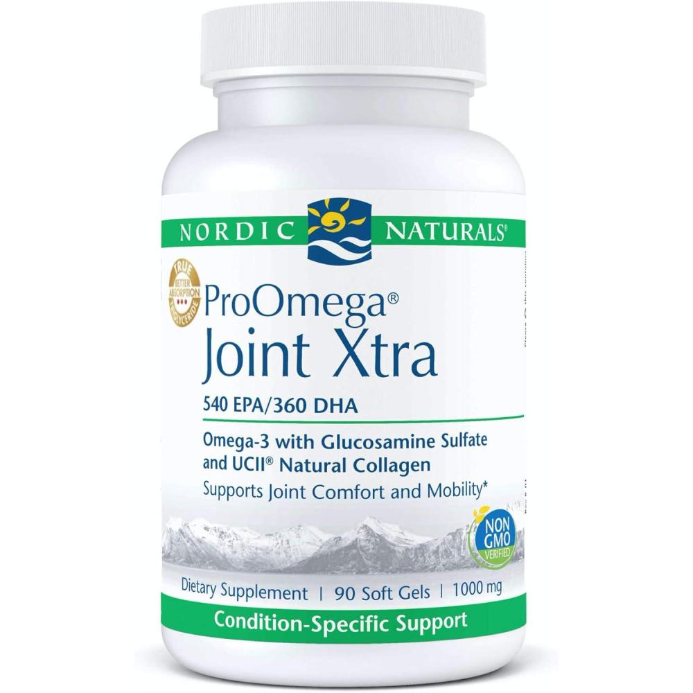 imageNordic Naturals ProOmega Joint Xtra  Fish Oil 540 mg EPA 360 mg DHA 1500 mg Glucosamine Sulfate 40 mg UCII Natural Collagen Support for Joint Comfort and Mobility 90 Soft Gels