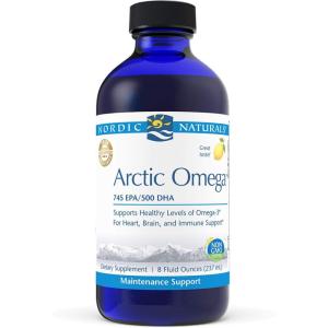 Nordic Naturals Pro Arctic Omega Liquid- Fish Oil, 745 mg EPA, 500 mg DHA, Helps Maintain Healthy Omega-3 Levels for Heart, Brain, and Immune Support, Lemon Flavored, 8 oz