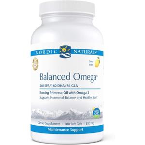Nordic Naturals Pro Balanced Omega – Fish Oil and Evening Primrose Oil, 240 mg EPA, 160 mg DHA, 76 mg GLA, Supports Hormonal Balance and Healthy Skin*, 180 Soft Gels