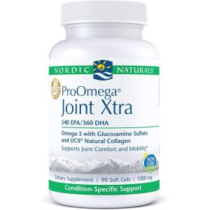 Nordic Naturals ProOmega Joint Xtra – Fish Oil, 540 mg EPA, 360 mg DHA, 1500 mg Glucosamine Sulfate, 40 mg UC-II Natural Collagen, Support for Joint Comfort and Mobility*, 90 Soft Gels