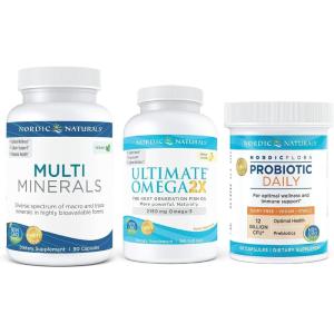 Nordic Naturals Starter Pack – Multi Minerals, Ultimate Omega 2X, Nordic Flora Probiotic Daily