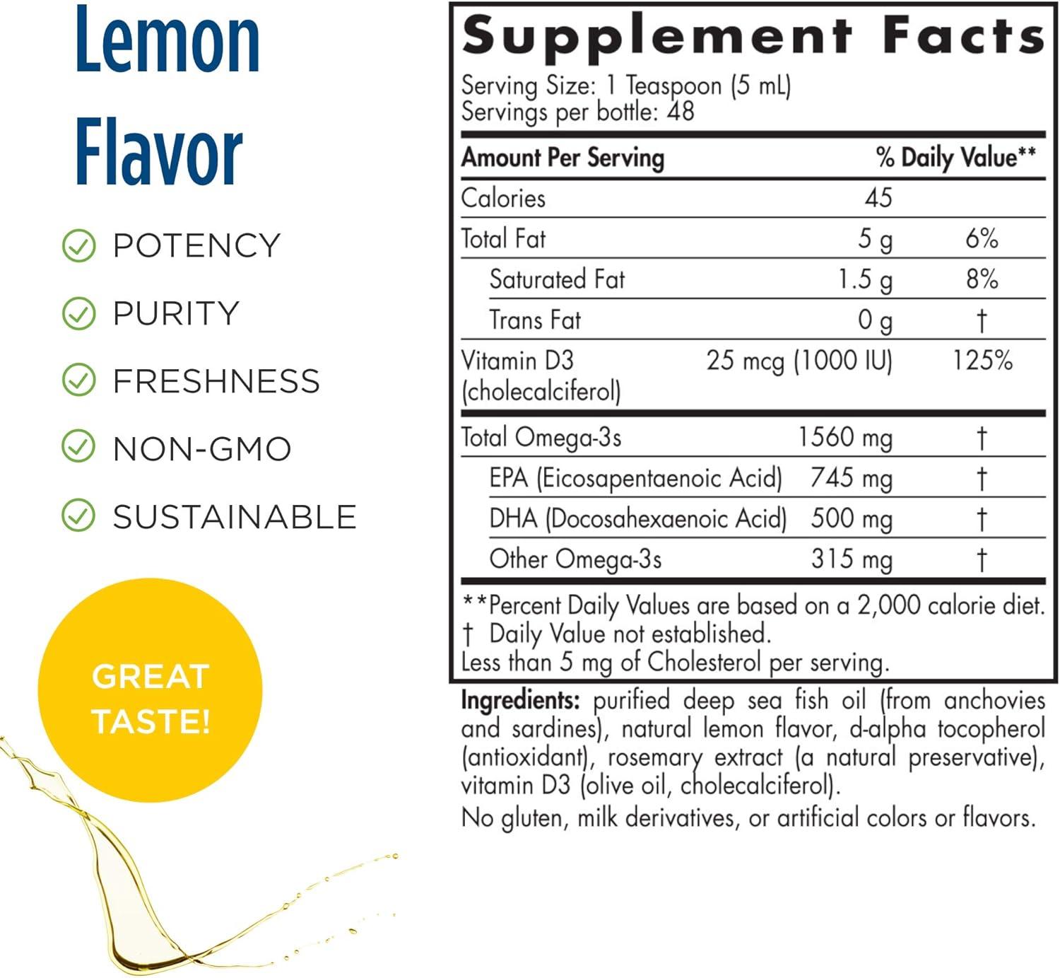 imageNordic Naturals Omega 3 D Lemon 8 Fl Oz