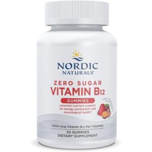 Nordic Naturals Zero Sugar Vitamin B12 Gummies – 2000 mcg Vitamin B12 per Gummy, Passion Fruit Guava Flavor – 30 Gummies, Essential Nutrient Support for Energy Production and Brain Health, 30 Servings